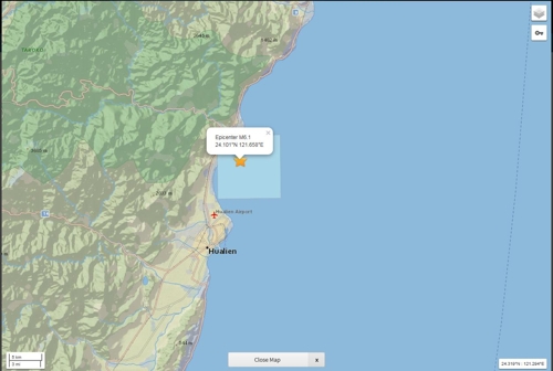 대만 동부 해상서 연쇄 지진… 규모 5.0 이상 5차례 발생
