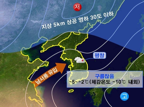 [올림픽] 기상청 "개회식날 체감온도 -10도…평년보다 높다"