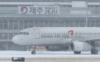 '눈보라'에 제주공항 활주로 한때 폐쇄… 64편 결항·19편 회항