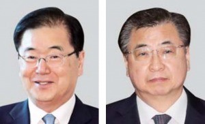 정의용 수석특사(왼쪽), 서훈 국정원장.