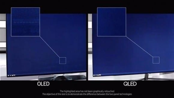 삼성전자는 지난해 8월 유튜브에 'QLED 대 OLED, 12시간 화면 잔상 테스트'라는 동영상을 올려 OLED의 잔상 문제를 제기했다.