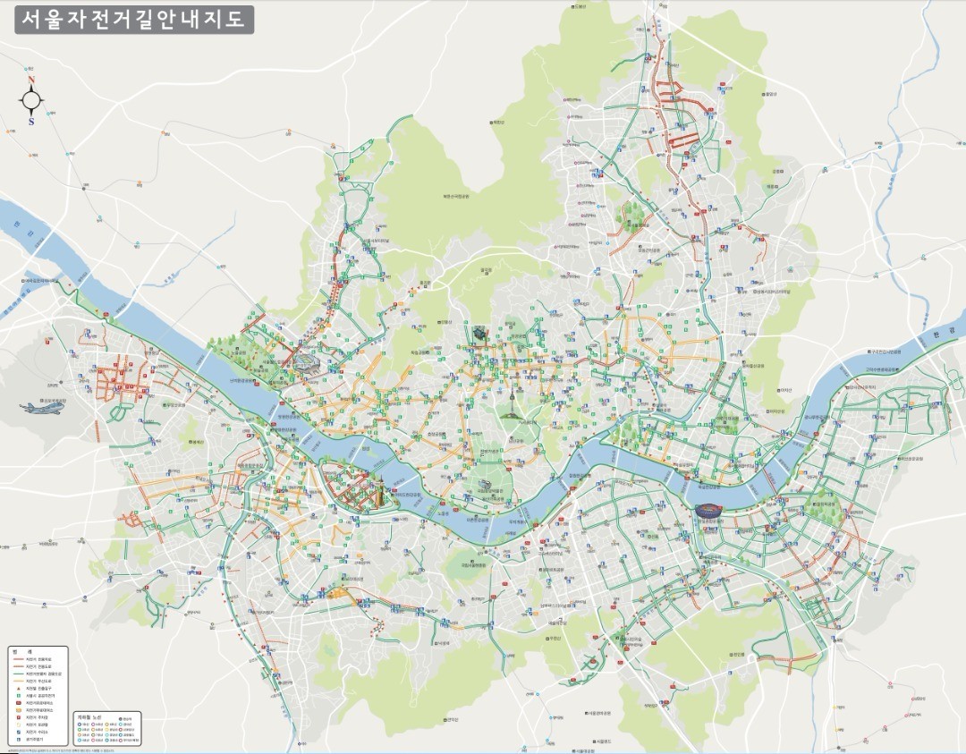 2017 서울 자전거길 안내 지도. (출처=서울시 도시교통본부)