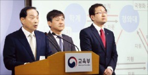 고석규 역사교과서 국정화 진상조사위원장(왼쪽)이 28일 조사결과를 발표하고 있다. 연합뉴스