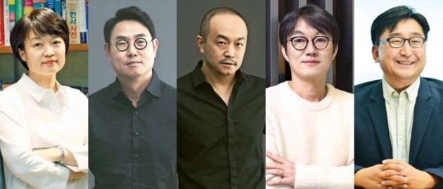 한성숙 네이버 대표(왼쪽부터), 여민수 카카오 공동대표, 조수용 카카오 공동대표, 이정헌 넥슨코리아 대표, 김효섭 블루홀 대표.