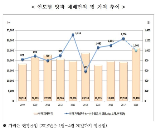 양파값 왜 떨어지나 봤더니… 재배면적 1975년 이후 최대