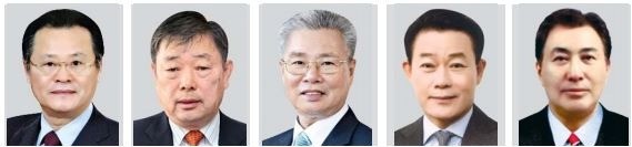 이재하 회장(왼쪽부터), 이문용 대표, 정성욱 회장, 조용국 회장, 박병욱 대표.