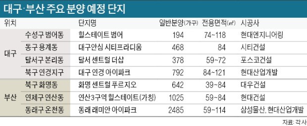 [지방 주택시장 양극화] '지방분양 쌍두마차' 대구·부산… 6월까지 5003가구 쏟아진다