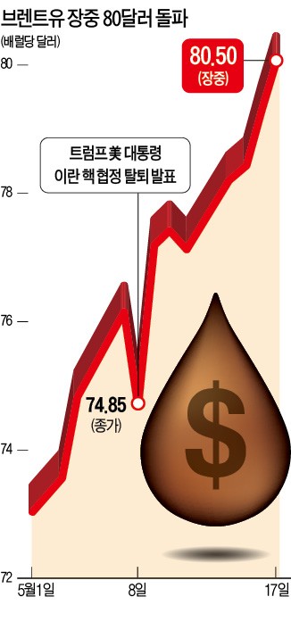 브렌트유 80달러 터치… "몇달 내 100弗 넘는다"