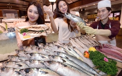 신세계백화점 낚시로 잡은 고등어 판매