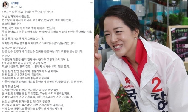 강연재 /사진=연합뉴스, 페이스북 