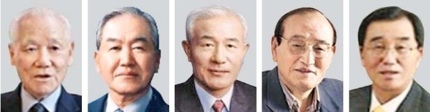 곽노섭(왼쪽부터), 김정식, 민계식, 변무관, 정윤환.