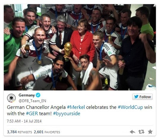 지난 2014브라질 월드컵에서 우승한 독일 락커룸 [사진=독일축구협회 공식 트위터 캡쳐]
