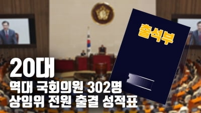  20대 역대 국회의원 302명 상임위 전원 출결 성적표