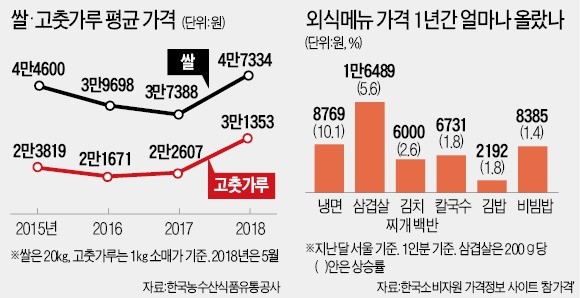 먹거리 물가는 뜀박질… 서민가계 '주름살'