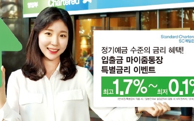 SC제일銀 '마이줌통장' 29일까지 금리 年 1.7% 이벤트