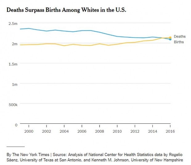 "美 백인 사망자 수가 출생자 수 앞질렀다" 위스콘신·텍사스대 연구