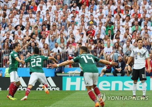 '아스텍 군단' 멕시코, 독일 1-0 제압… '최대 이변'