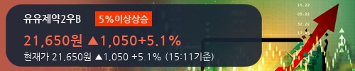[한경로보뉴스] '유유제약2우B' 5% 이상 상승, 키움증권, 한국증권 등 매수 창구 상위에 랭킹