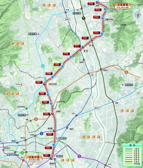 동북선경전철 노선현황 [서울시 제공].