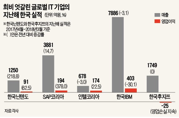 글로벌 기업 '한국 성적' 희비… 닌텐도 '웃고' IBM '울고'