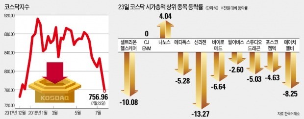 바이오株 폭락… 코스닥 '검은 월요일'