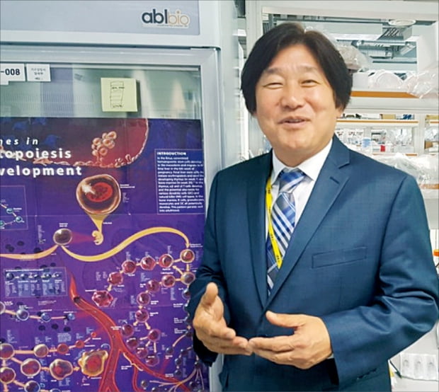 이상훈 에이비엘바이오 대표가 본사 연구소에서 이중항체 기술을 설명하고 있다. 박영태 기자