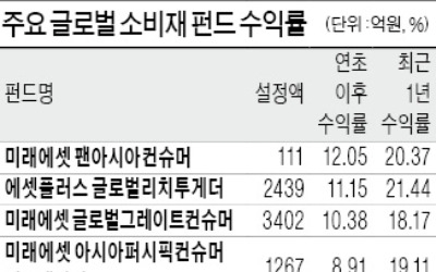 글로벌 소비재 펀드 '선방'… 변동장서도 年 10%대 수익