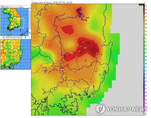 경북 영천 신령면 40.3도 기록…' 최강 폭염'