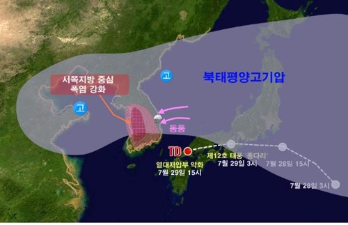 태풍 '종다리' 열대저압부로 약화…폭염 한층 더 세진다