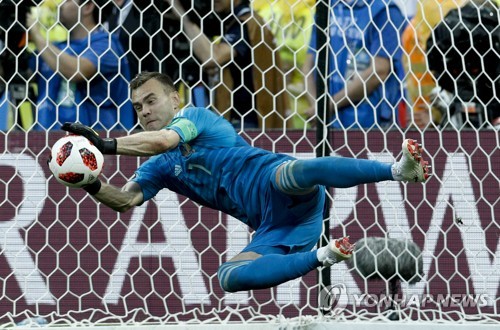 [월드컵] 4년 전과는 딴판…러시아 아킨페예프 "승부차기 기대했다"