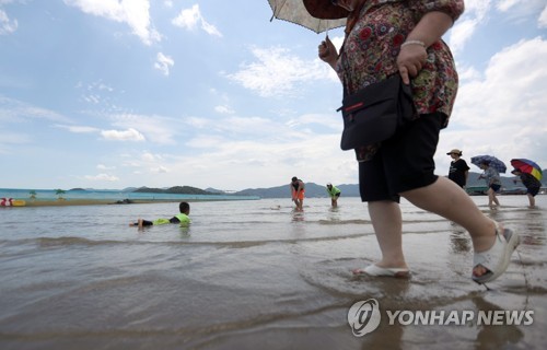 본격 무더위 '소서'…대천 등 서해 해수욕장 피서객 '북적'