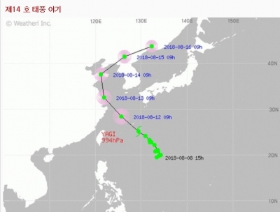 태풍 '야기' 경로, 중국상륙 가능성 커져…폭염 지속 우려