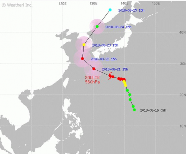 태풍 솔릭 경로 