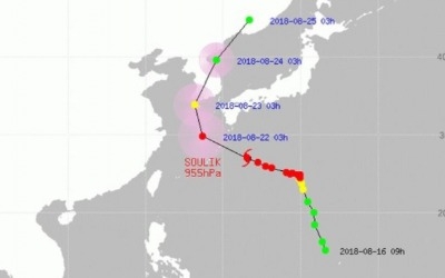 태풍 '솔릭' 경로, 22일부터 한반도 영향권…강풍 대비 철저해야