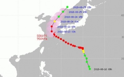 태풍 솔릭 북상 … 현재 위치 살펴보니 '제주도 남쪽 240km 부근'