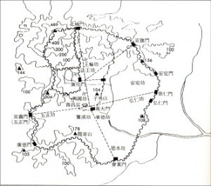 개경의 성곽, 문, 도로를 나타낸 지도 