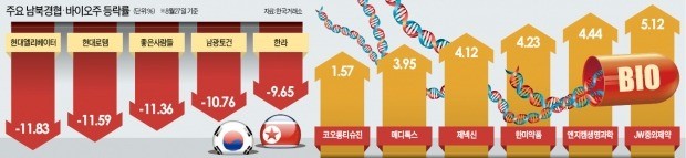 경협株 지니 바이오 뜨네… 테마株 '시소 장세'