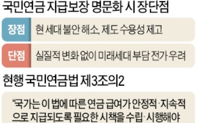 전문가들 "적립방식 연금운영 국가 중 지급 명문화한 나라 없는데…"