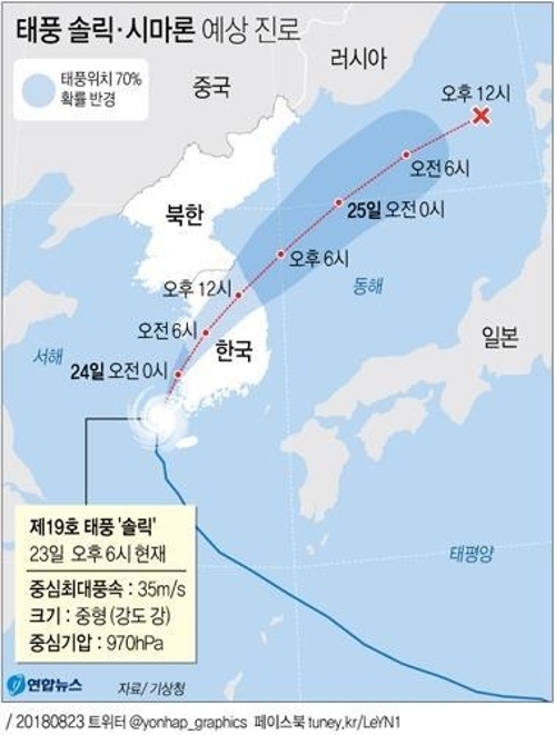 `솔릭' 상륙 임박… 뽑히고·끊기고·무너지고 피해 속출