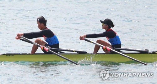 -아시안게임- 남북 조정 단일팀, 여자 경량급 더블스컬 예선 5위