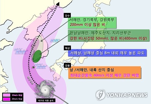 [태풍 비상] 울산 영향 적어… 예상강수량 30∼80㎜