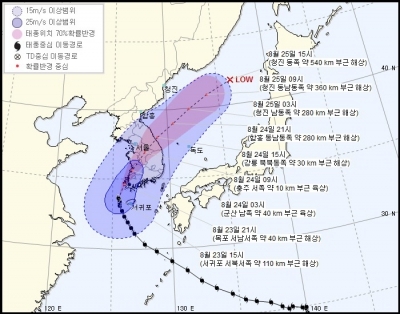 태풍 솔릭 위치 또 변경…서울·수도권 더 멀어져