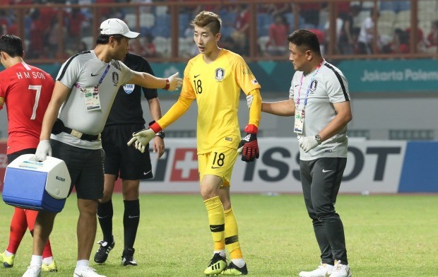 2018 아시안게임 축구 조현우 부상 /사진=연합뉴스