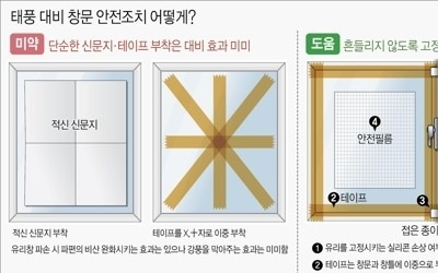 [태풍 비상] 대비 이렇게… "창문 테이프 'X자'보단 창틀에 부착"