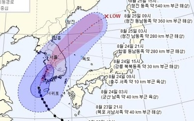 '솔릭' 예상경로 계속 남하… 영광에 상륙해 충청 관통할 듯