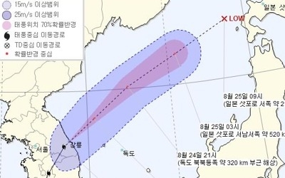 '솔릭' 육지 거쳐 북상하며 급격히 약화… 내일 9일만에 소멸