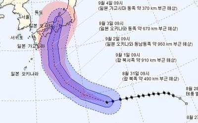 매우 강한 중형급 태풍 '제비' 다음 주 일본 관통할 듯