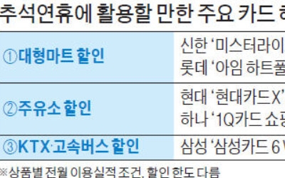 카드 활용하면 추석연휴 비용 걱정 '뚝'