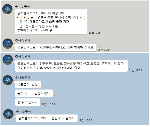 【내일은 뭘 먹지?】어제는 바른전자 상한가! 오늘은 글로벌텍스프리 +10%!!