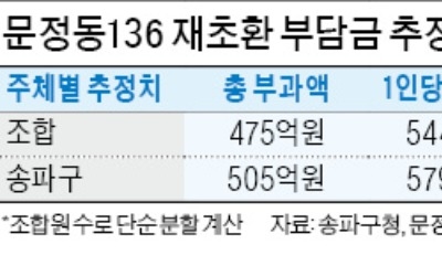 강남권 두 번째 재초환 부담금… '문정동 136' 5795만원